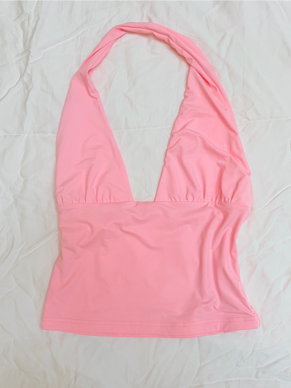 Forefair Pink Stretch Fitted Halter Top